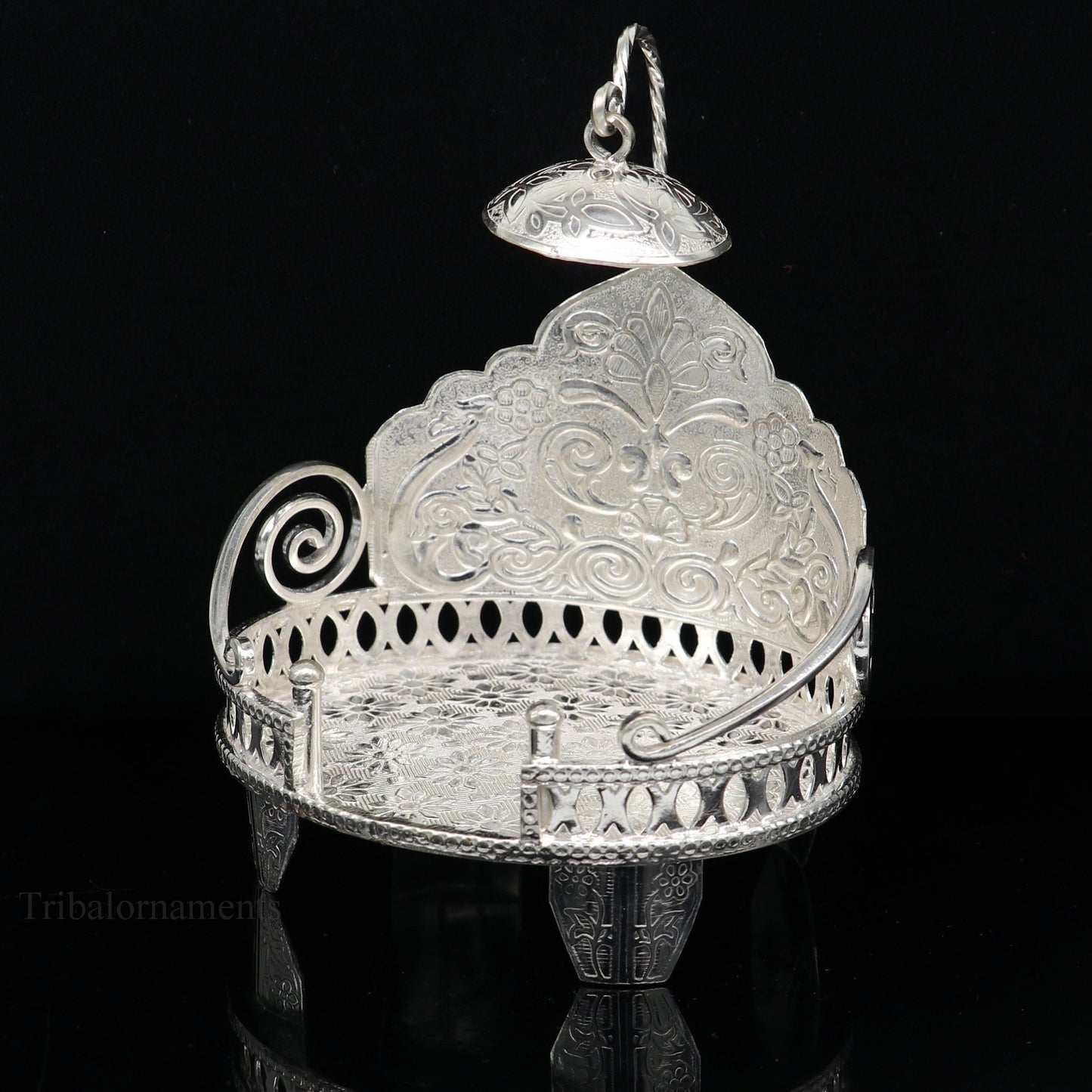 925 pure sterling silver Handmade Divine Singhasan, idol Silver throne, god statue's stand chair, temple art puja article india su486 - TRIBAL ORNAMENTS