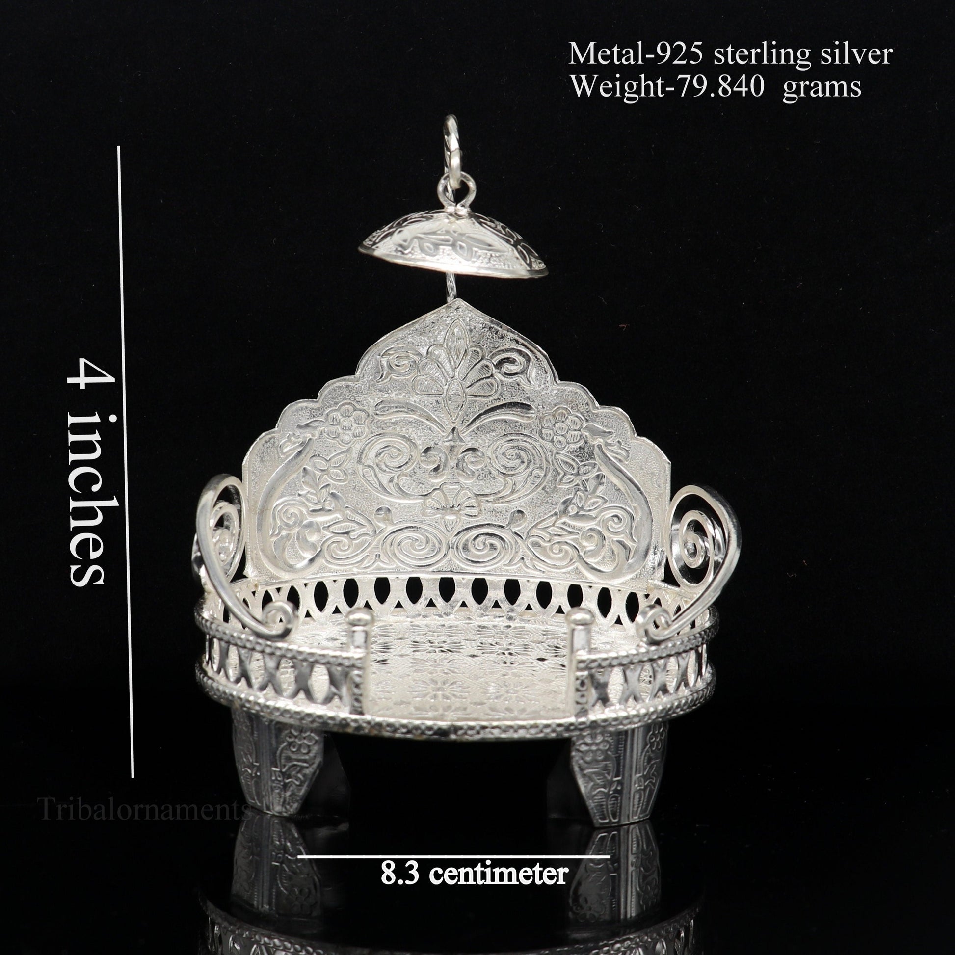925 pure sterling silver Handmade Divine Singhasan, idol Silver throne, god statue's stand chair, temple art puja article india su486 - TRIBAL ORNAMENTS