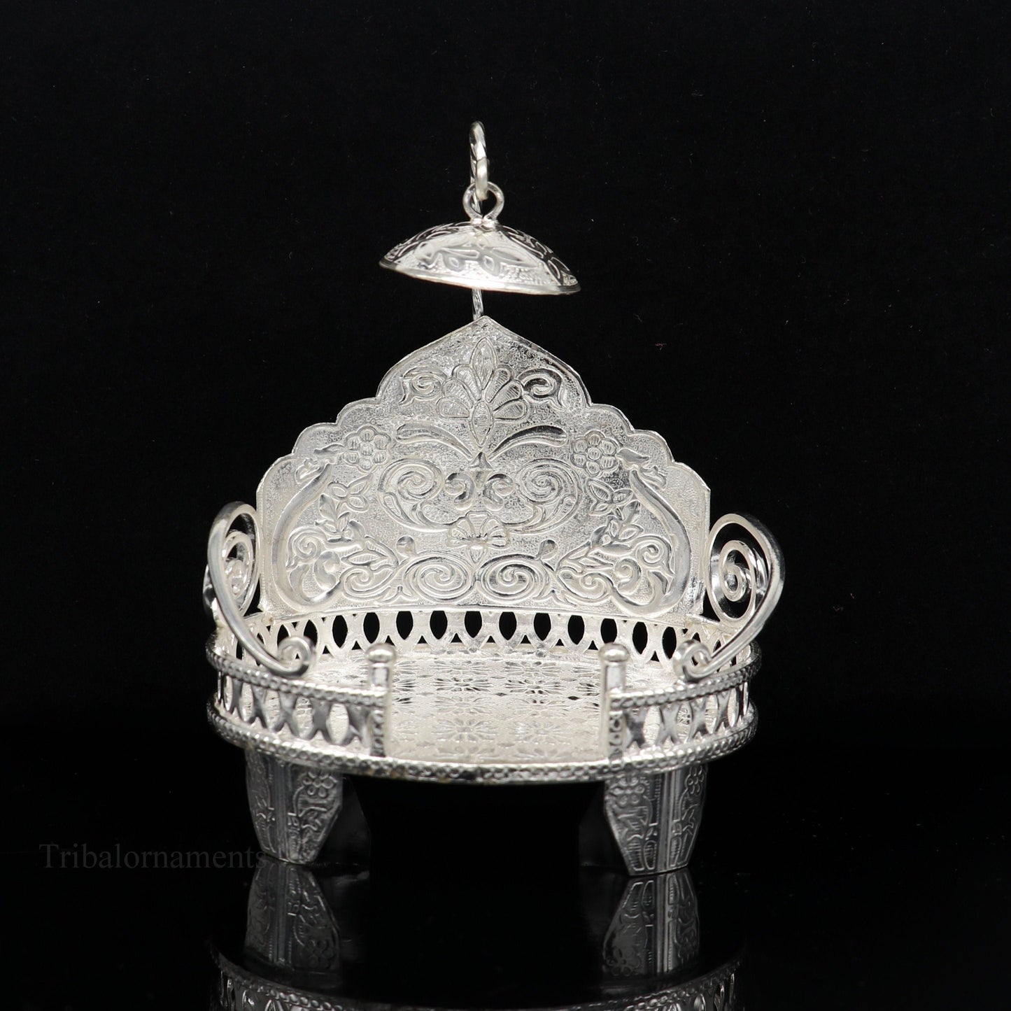 925 pure sterling silver Handmade Divine Singhasan, idol Silver throne, god statue's stand chair, temple art puja article india su486 - TRIBAL ORNAMENTS