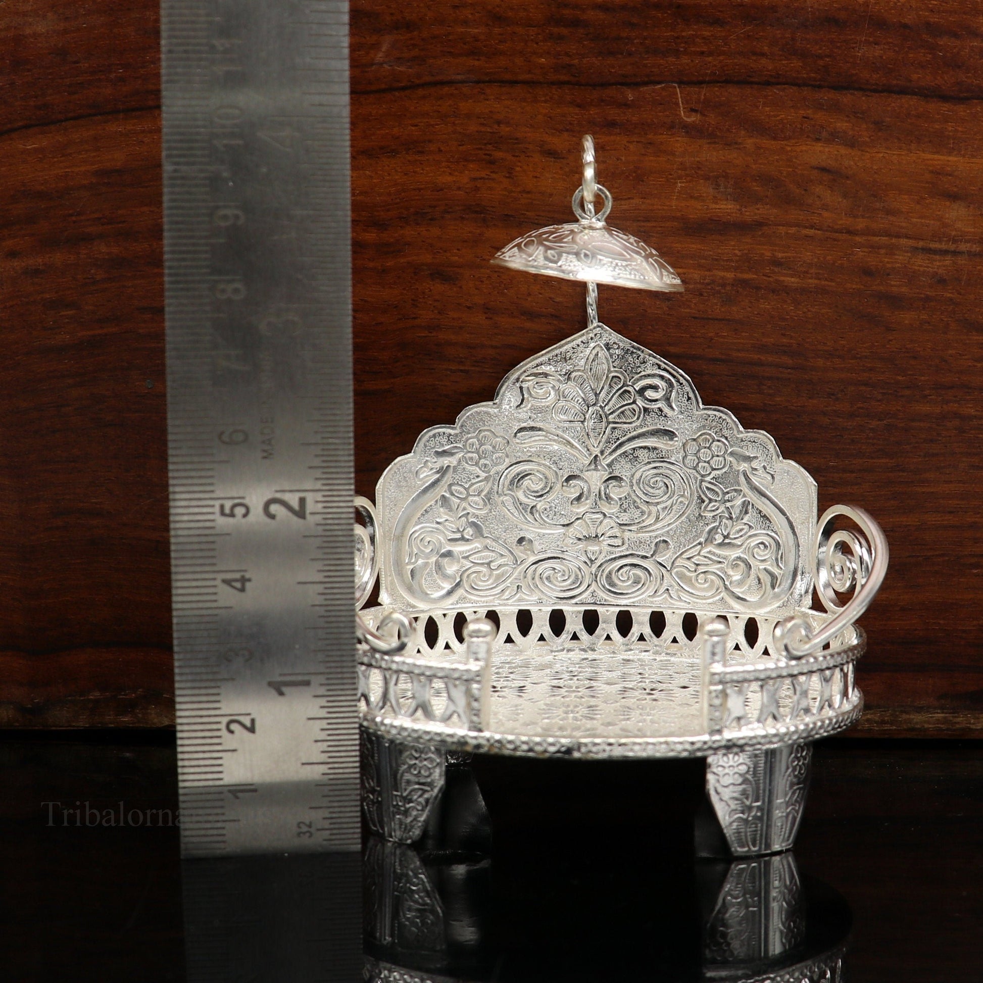 925 pure sterling silver Handmade Divine Singhasan, idol Silver throne, god statue's stand chair, temple art puja article india su486 - TRIBAL ORNAMENTS