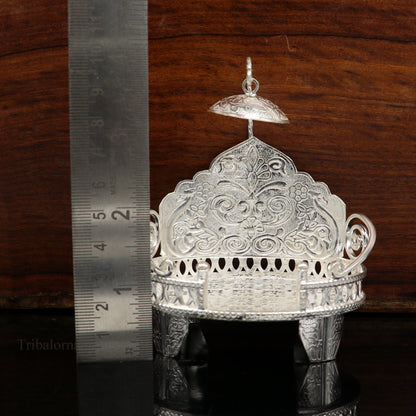 925 pure sterling silver Handmade Divine Singhasan, idol Silver throne, god statue's stand chair, temple art puja article india su486 - TRIBAL ORNAMENTS