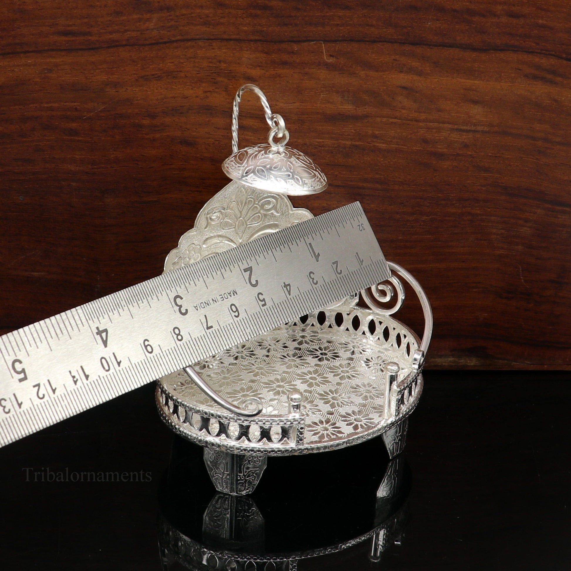 925 pure sterling silver Handmade Divine Singhasan, idol Silver throne, god statue's stand chair, temple art puja article india su486 - TRIBAL ORNAMENTS