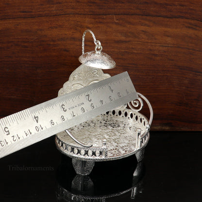 925 pure sterling silver Handmade Divine Singhasan, idol Silver throne, god statue's stand chair, temple art puja article india su486 - TRIBAL ORNAMENTS