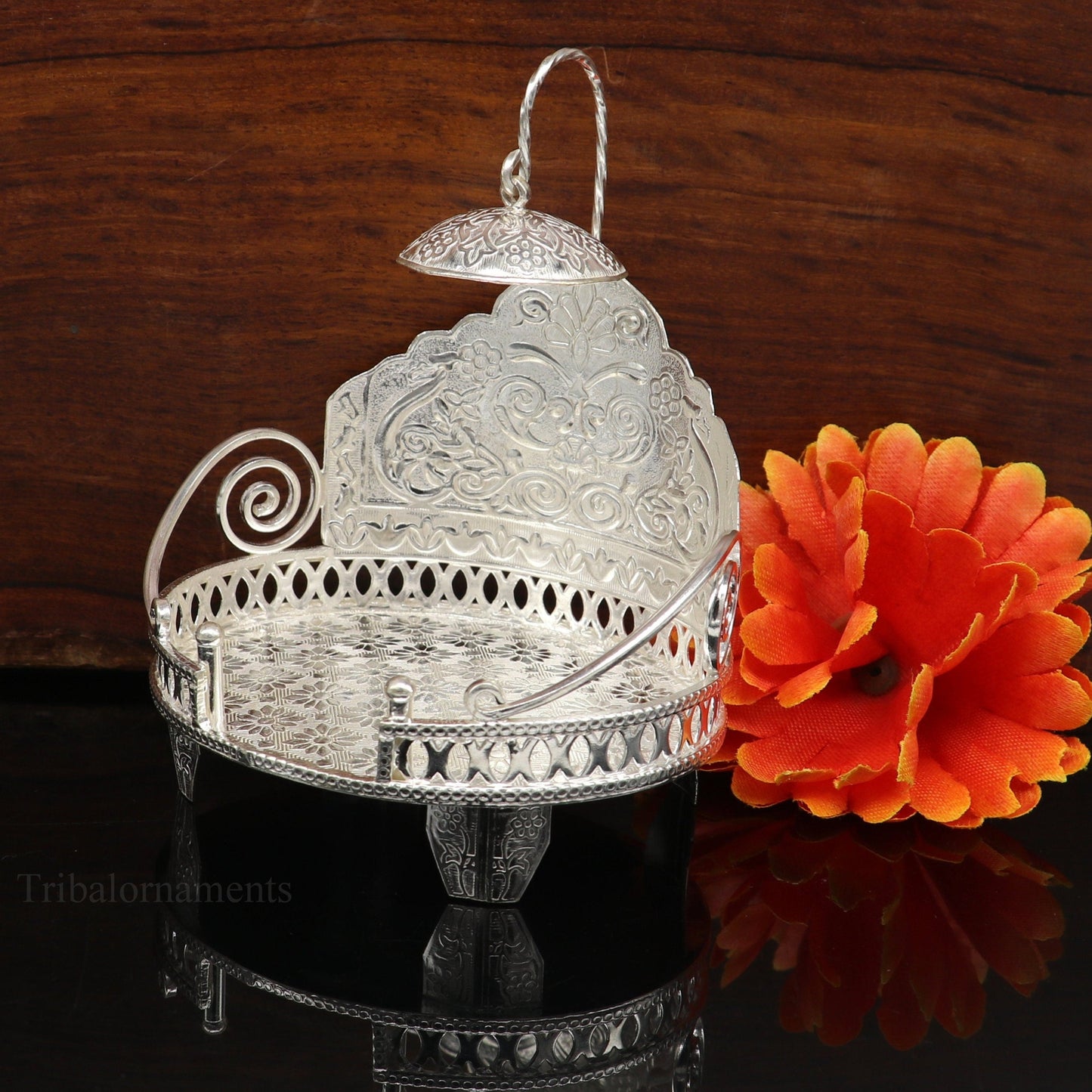 925 pure sterling silver Handmade Divine Singhasan, idol Silver throne, god statue's stand chair, temple art puja article india su487 - TRIBAL ORNAMENTS
