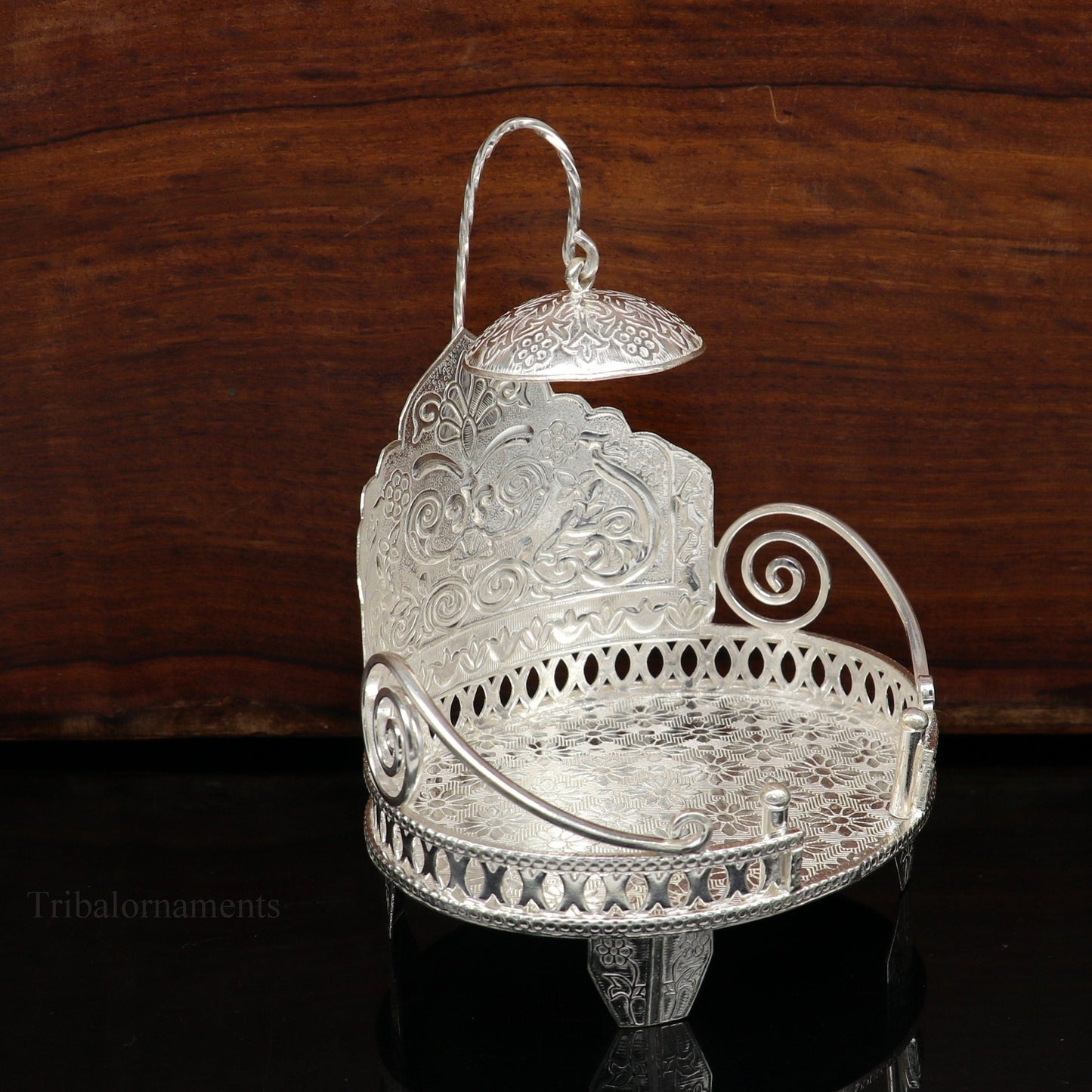 925 pure sterling silver Handmade Divine Singhasan, idol Silver throne, god statue's stand chair, temple art puja article india su487 - TRIBAL ORNAMENTS