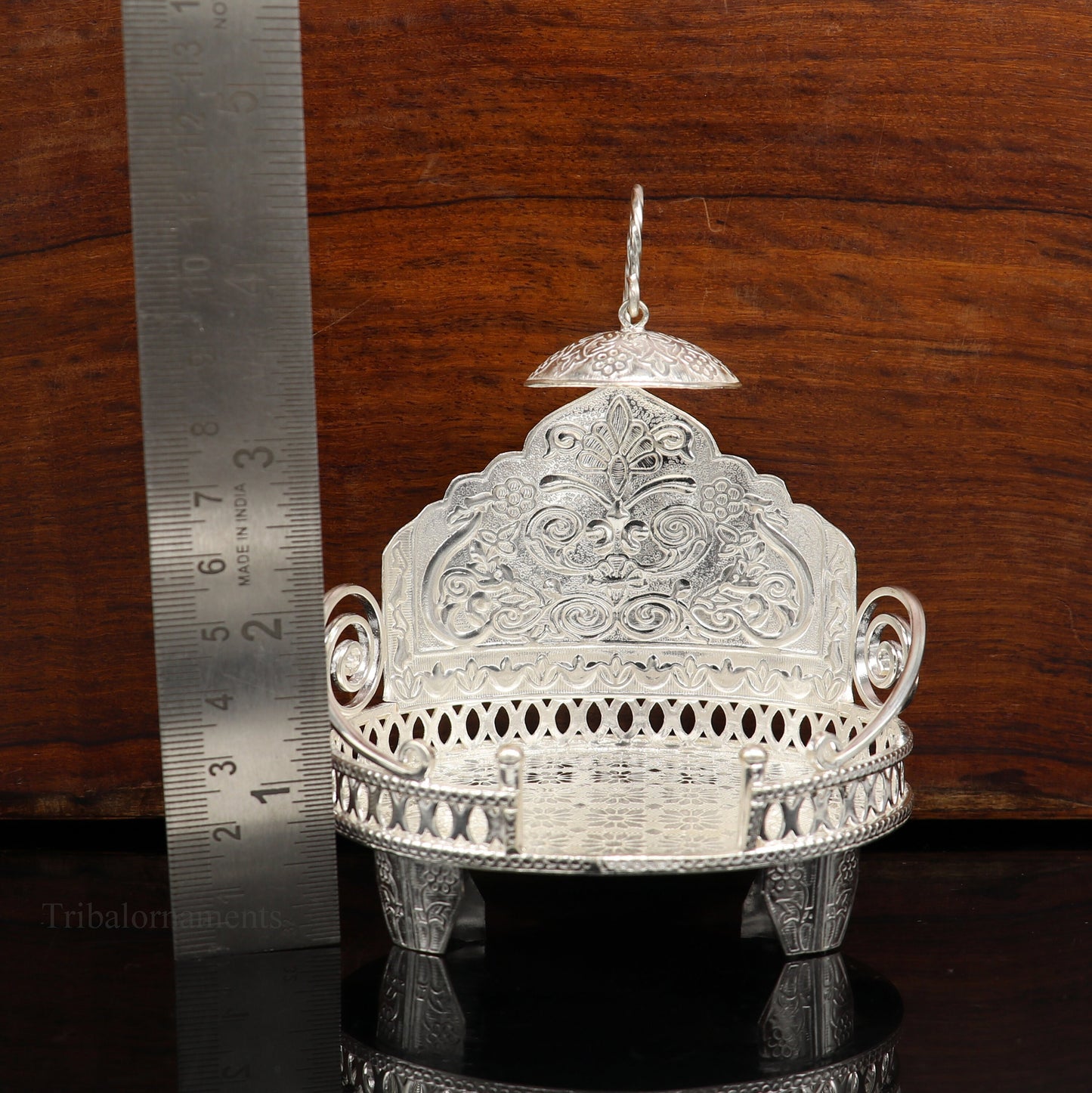 925 pure sterling silver Handmade Divine Singhasan, idol Silver throne, god statue's stand chair, temple art puja article india su487 - TRIBAL ORNAMENTS