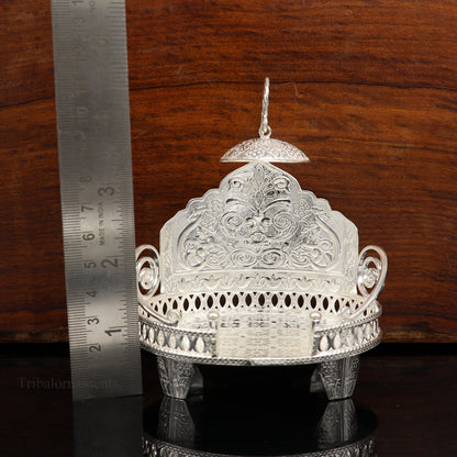 925 pure sterling silver Handmade Divine Singhasan, idol Silver throne, god statue's stand chair, temple art puja article india su487 - TRIBAL ORNAMENTS