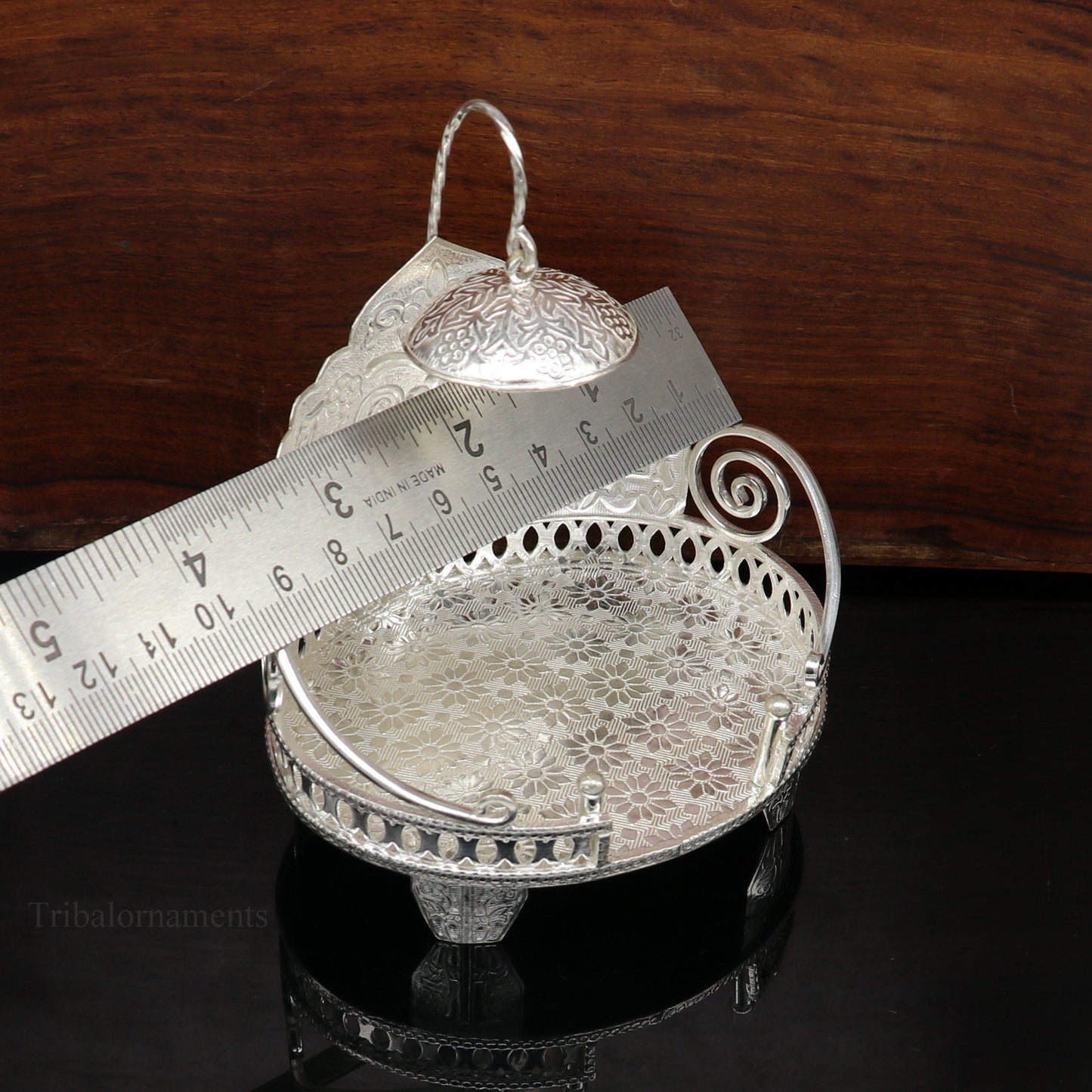 925 pure sterling silver Handmade Divine Singhasan, idol Silver throne, god statue's stand chair, temple art puja article india su487 - TRIBAL ORNAMENTS