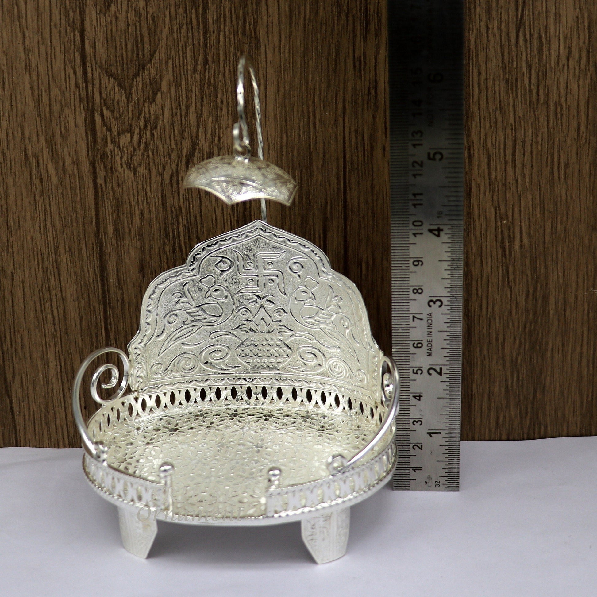 925 pure sterling silver Singhasan, divine silver throne, god statue's stand chair Singhasan, temple art puja Aasan chouki article su981 - TRIBAL ORNAMENTS