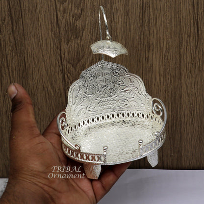 925 pure sterling silver Singhasan, divine silver throne, god statue's stand chair Singhasan, temple art puja Aasan chouki article su981 - TRIBAL ORNAMENTS