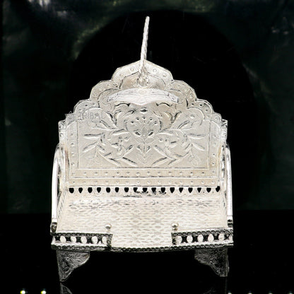 925 pure sterling silver sinhasan, God throne, god statue's stand chair singhasan, temple art puja asan chouki article art761 - TRIBAL ORNAMENTS