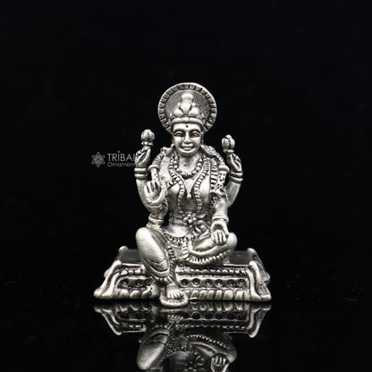 925 silver Goddess Lakshmi Divine statue figurine for puja,best way for Diwali festival puja or worshipping for wealth and prosperity art741 - TRIBAL ORNAMENTS