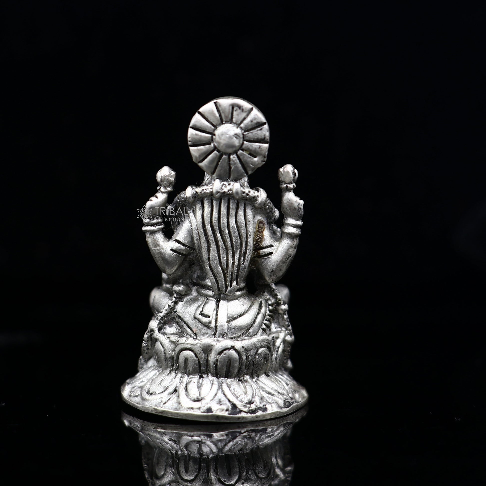 925 Silver Goddess Lakshmi Divine statue figurine for puja,best way for Diwali festival puja or worshipping for wealth and prosperity art752 - TRIBAL ORNAMENTS