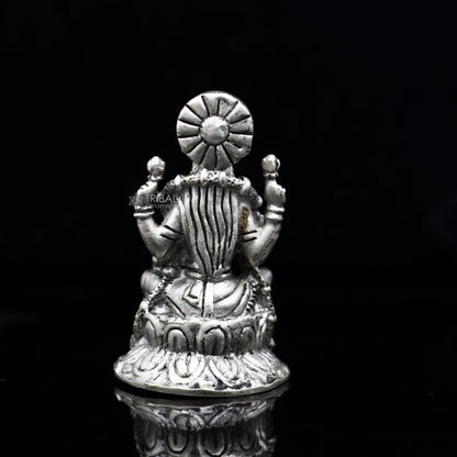 925 Silver Goddess Lakshmi statue figurine for puja, representing wealth and prosperity, ideal for Diwali festival worship.