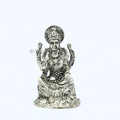 925 silver Goddess Lakshmi statue figurine for puja, representing wealth and prosperity, ideal for Diwali festival worship.