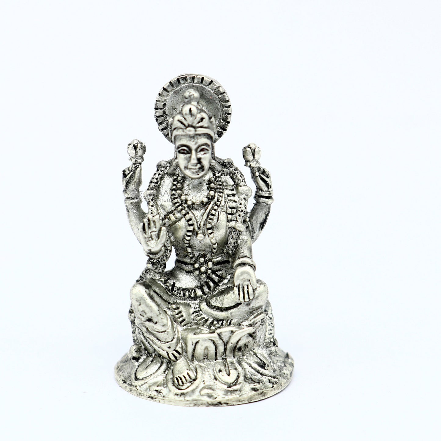 925 Silver Goddess Lakshmi Divine statue figurine for puja,best way for Diwali festival puja or worshipping for wealth and prosperity art752 - TRIBAL ORNAMENTS
