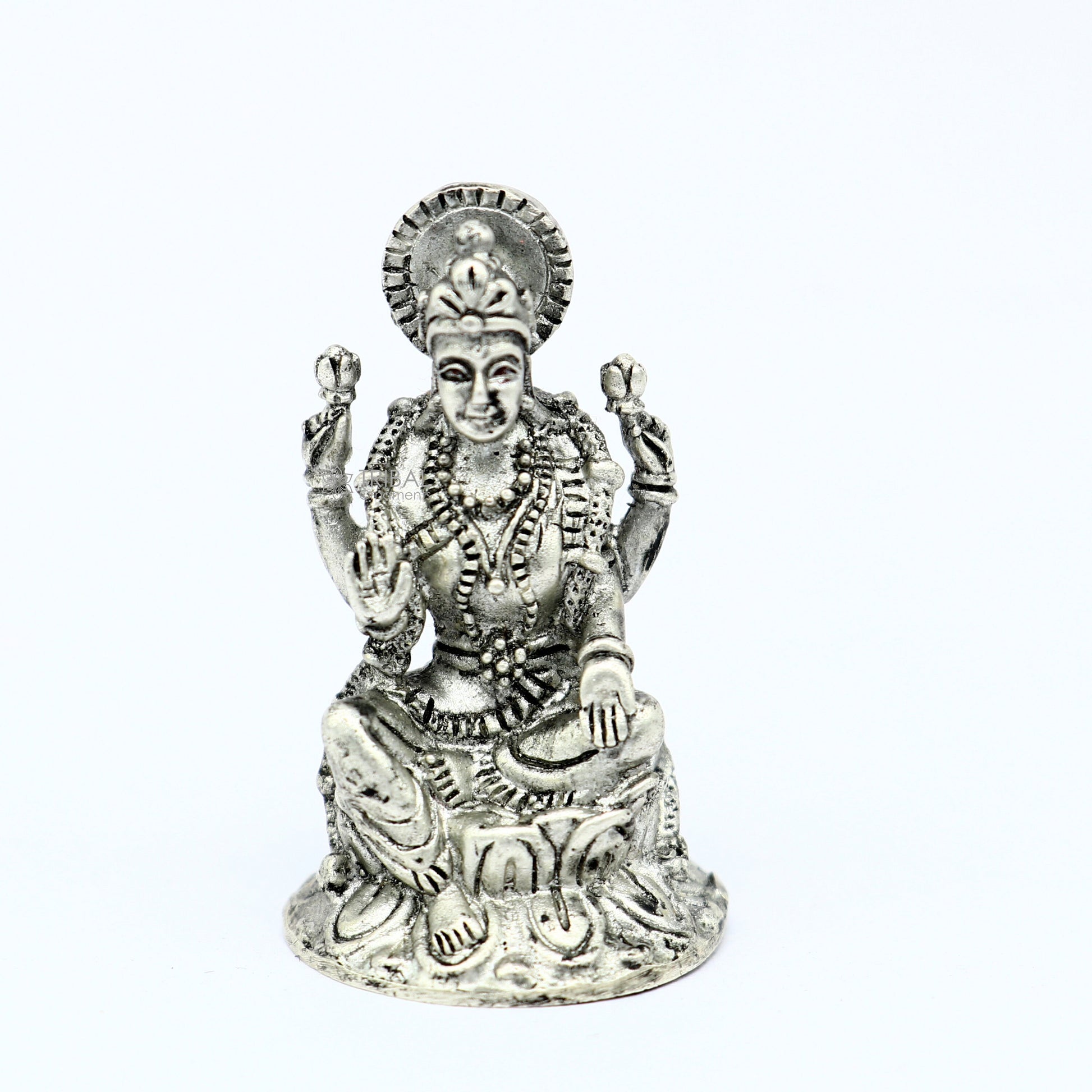 925 Silver Goddess Lakshmi Divine statue figurine for puja,best way for Diwali festival puja or worshipping for wealth and prosperity art752 - TRIBAL ORNAMENTS
