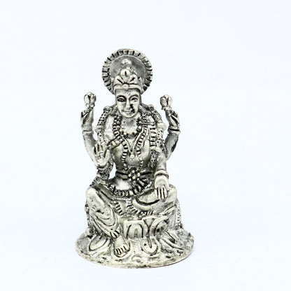 925 Silver Goddess Lakshmi statue figurine for puja, symbol of wealth and prosperity, ideal for Diwali festival worship.