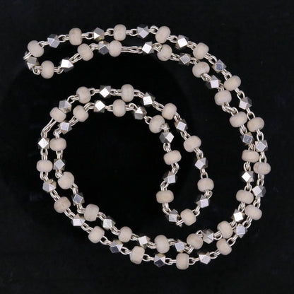 Handcrafted 925 silver Basil rosary beads with silver chain, Tulsi mala necklace for Ayurveda, protection, and focus.