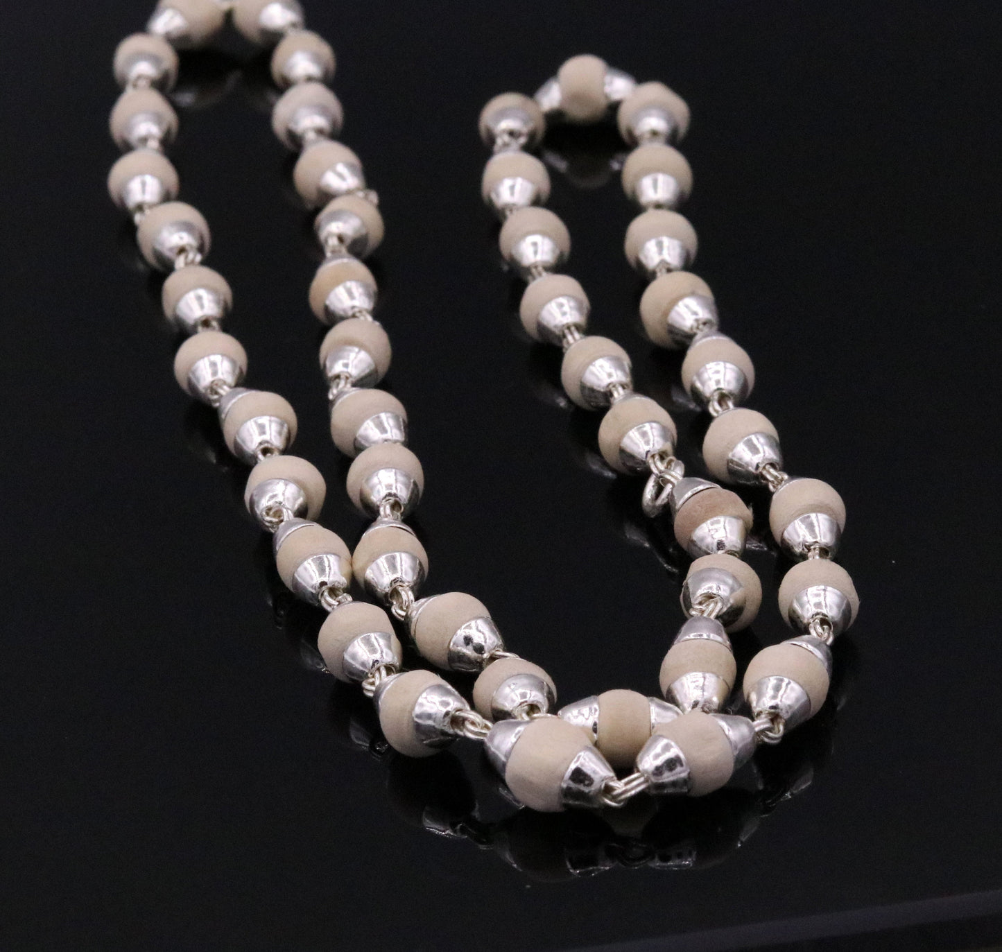 925 silver handcrafted Basil rosary plant beads silver chain necklace unisex jewelry used for Ayurveda, you feel protected and focused - TRIBAL ORNAMENTS