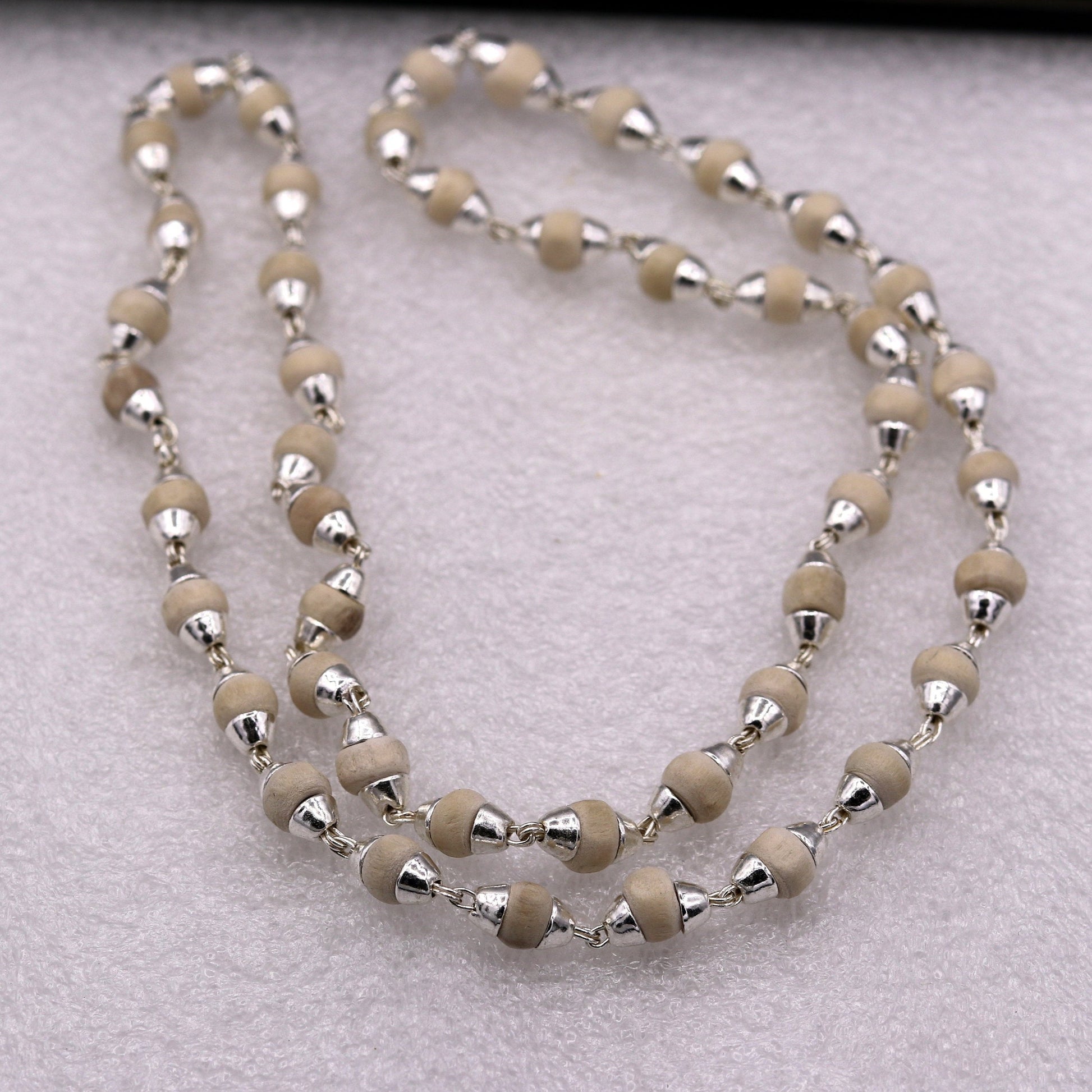 925 silver handcrafted Basil rosary plant beads silver chain necklace unisex jewelry used for Ayurveda, you feel protected and focused - TRIBAL ORNAMENTS