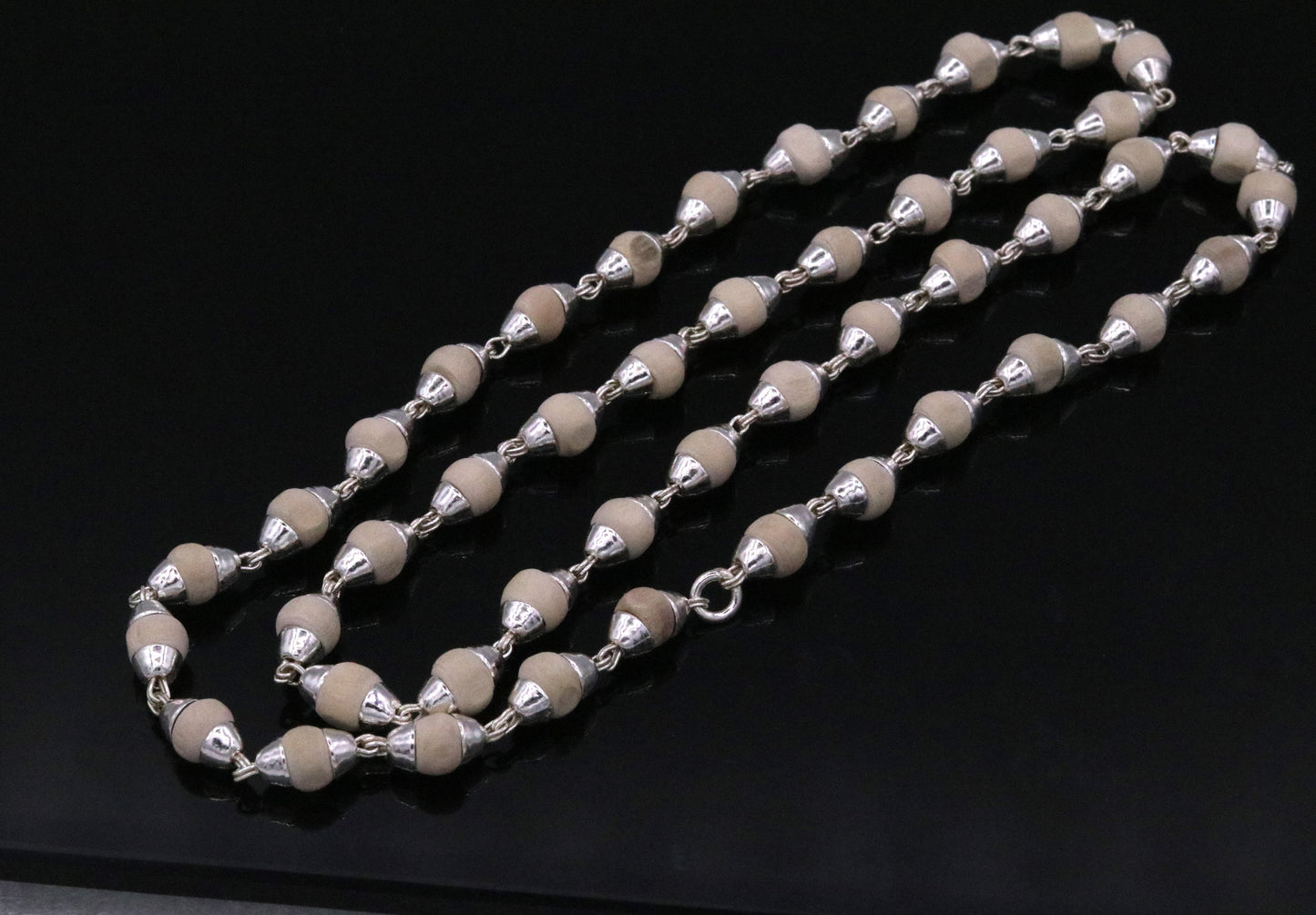 925 silver handcrafted Basil rosary plant beads silver chain necklace unisex jewelry used for Ayurveda, you feel protected and focused - TRIBAL ORNAMENTS