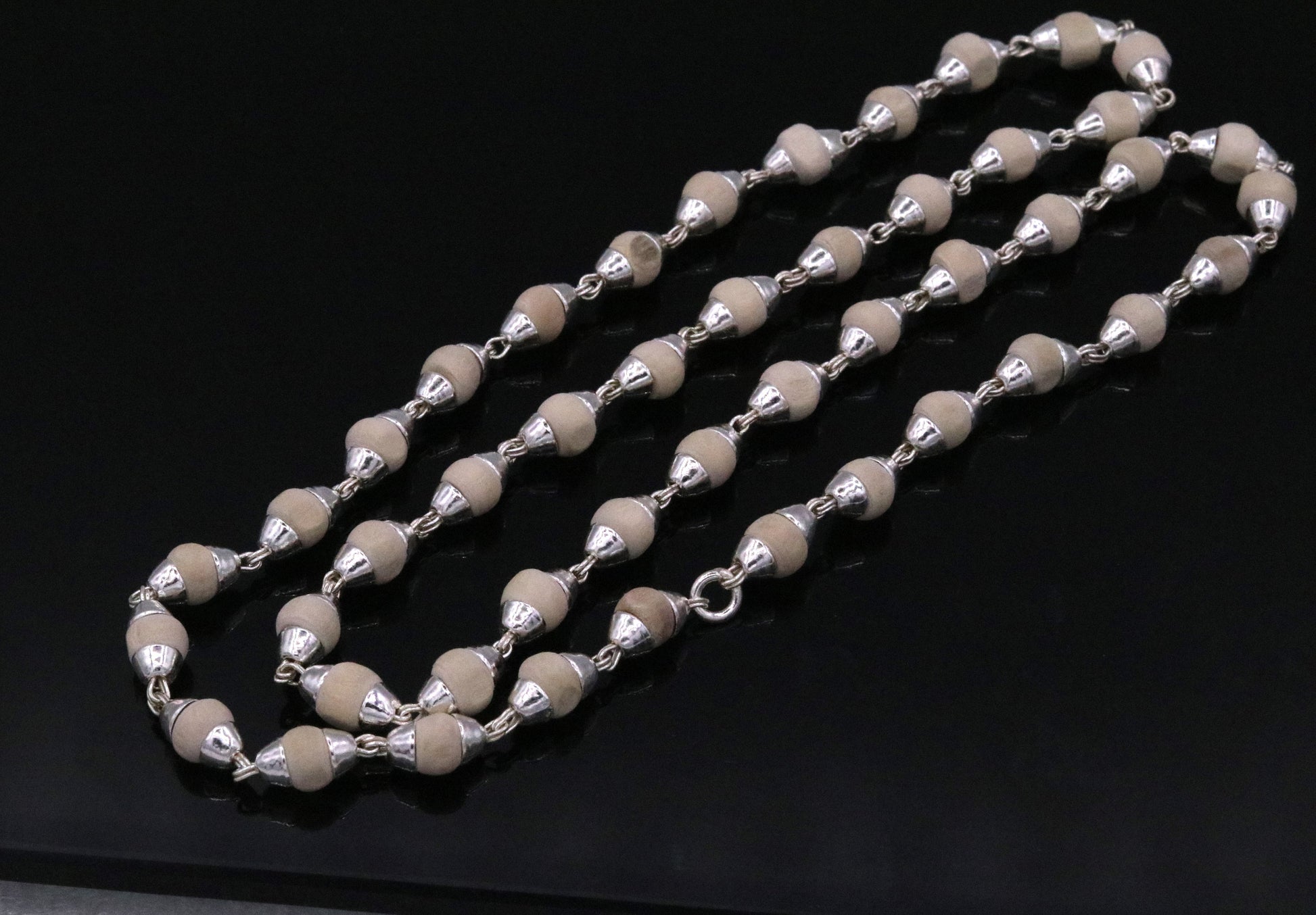 925 silver handcrafted Basil rosary plant beads silver chain necklace unisex jewelry used for Ayurveda, you feel protected and focused - TRIBAL ORNAMENTS