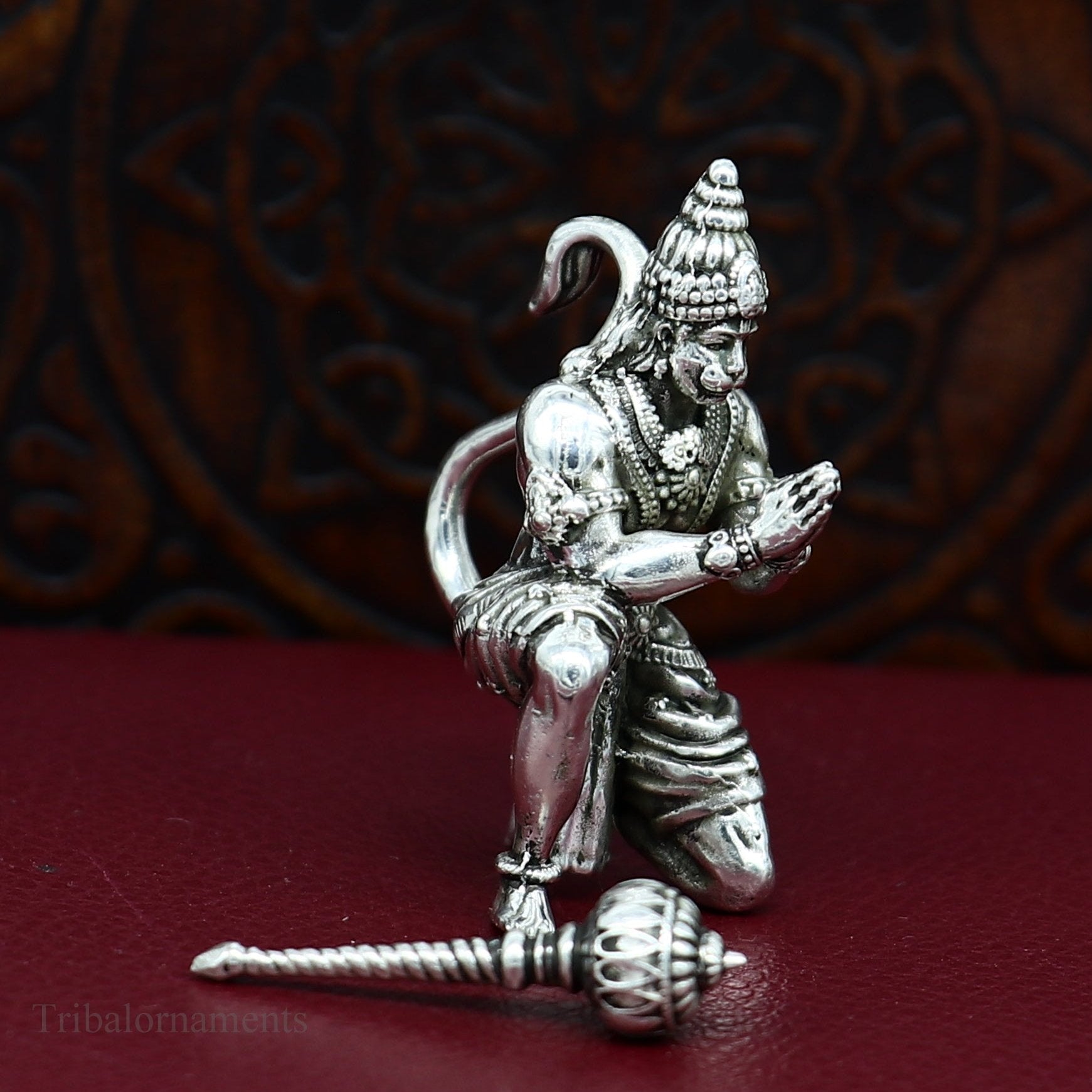 925 silver handmade Lord hanuman 1.5" statue, best puja or gifting god hanuman statue sculpture home temple puja art, utensils art124 - TRIBAL ORNAMENTS