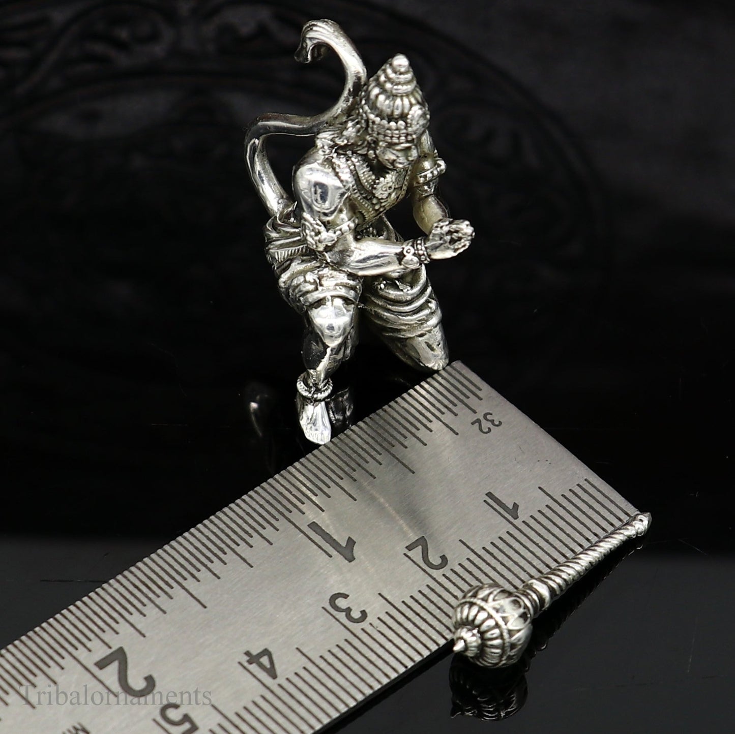 925 silver handmade Lord hanuman 1.5" statue, best puja or gifting god hanuman statue sculpture home temple puja art, utensils art124 - TRIBAL ORNAMENTS