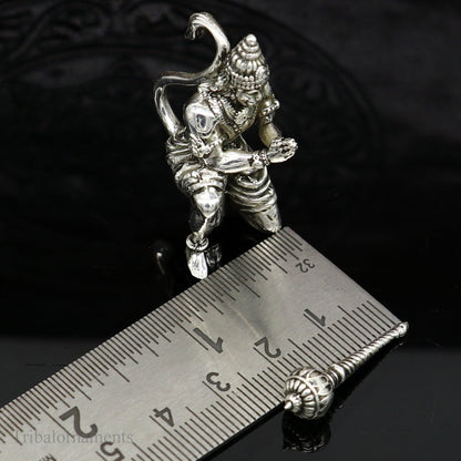 925 silver handmade Lord Hanuman statue, 1.5 inches, ideal for home temple puja, spiritual gifting, detailed sculpture by Tribal Ornaments