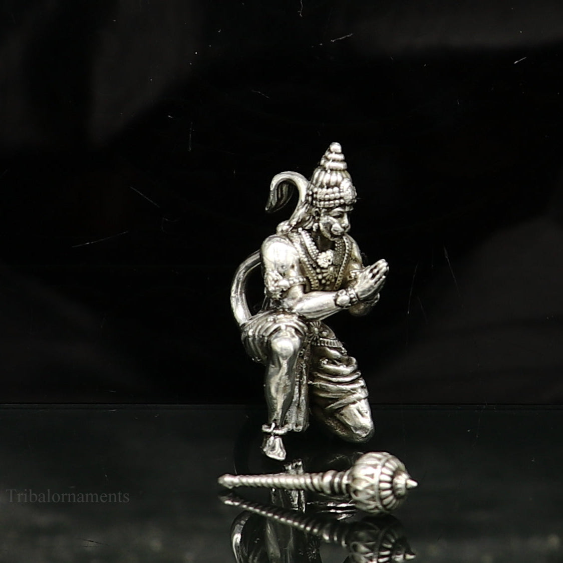 925 silver handmade Lord hanuman 1.5" statue, best puja or gifting god hanuman statue sculpture home temple puja art, utensils art124 - TRIBAL ORNAMENTS