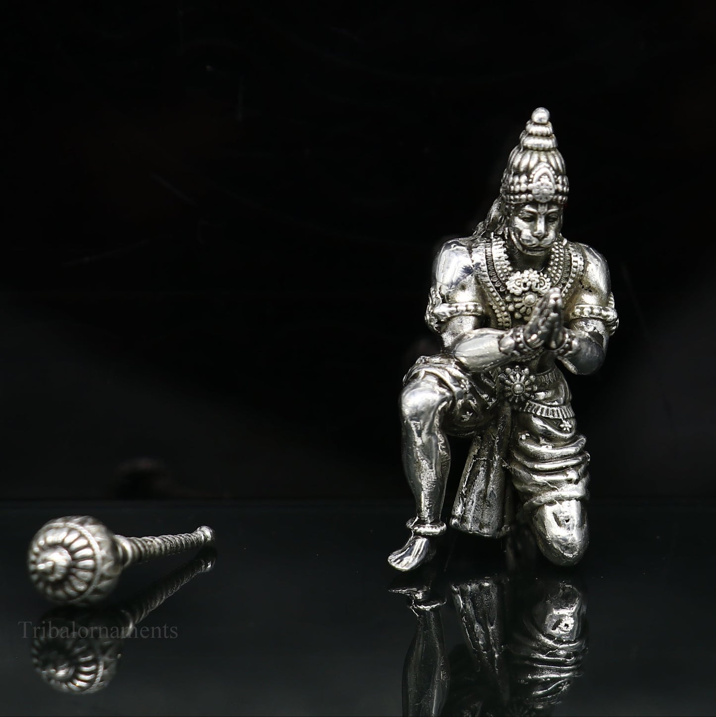 925 silver handmade Lord hanuman 1.5" statue, best puja or gifting god hanuman statue sculpture home temple puja art, utensils art124 - TRIBAL ORNAMENTS
