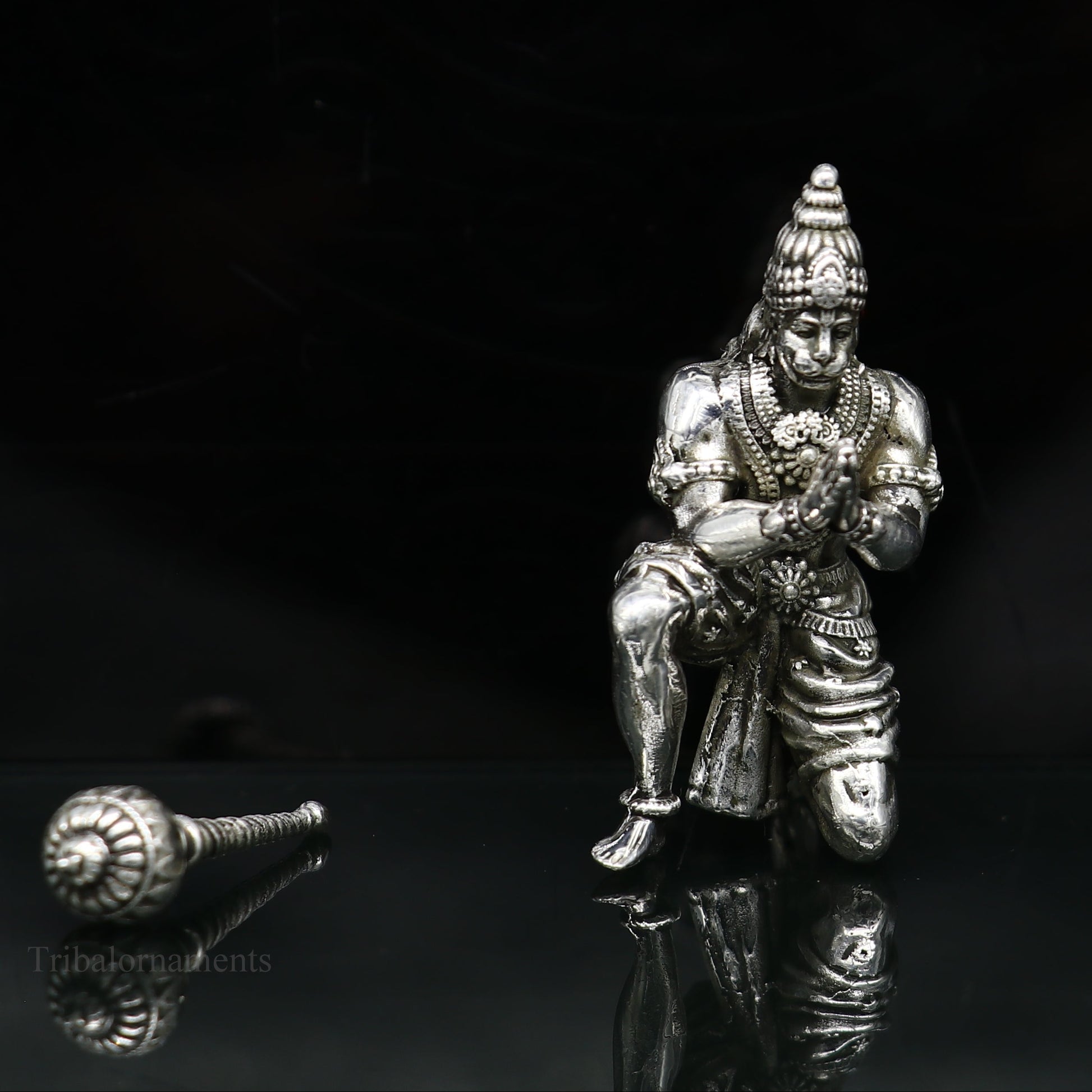 925 silver handmade Lord hanuman 1.5" statue, best puja or gifting god hanuman statue sculpture home temple puja art, utensils art124 - TRIBAL ORNAMENTS