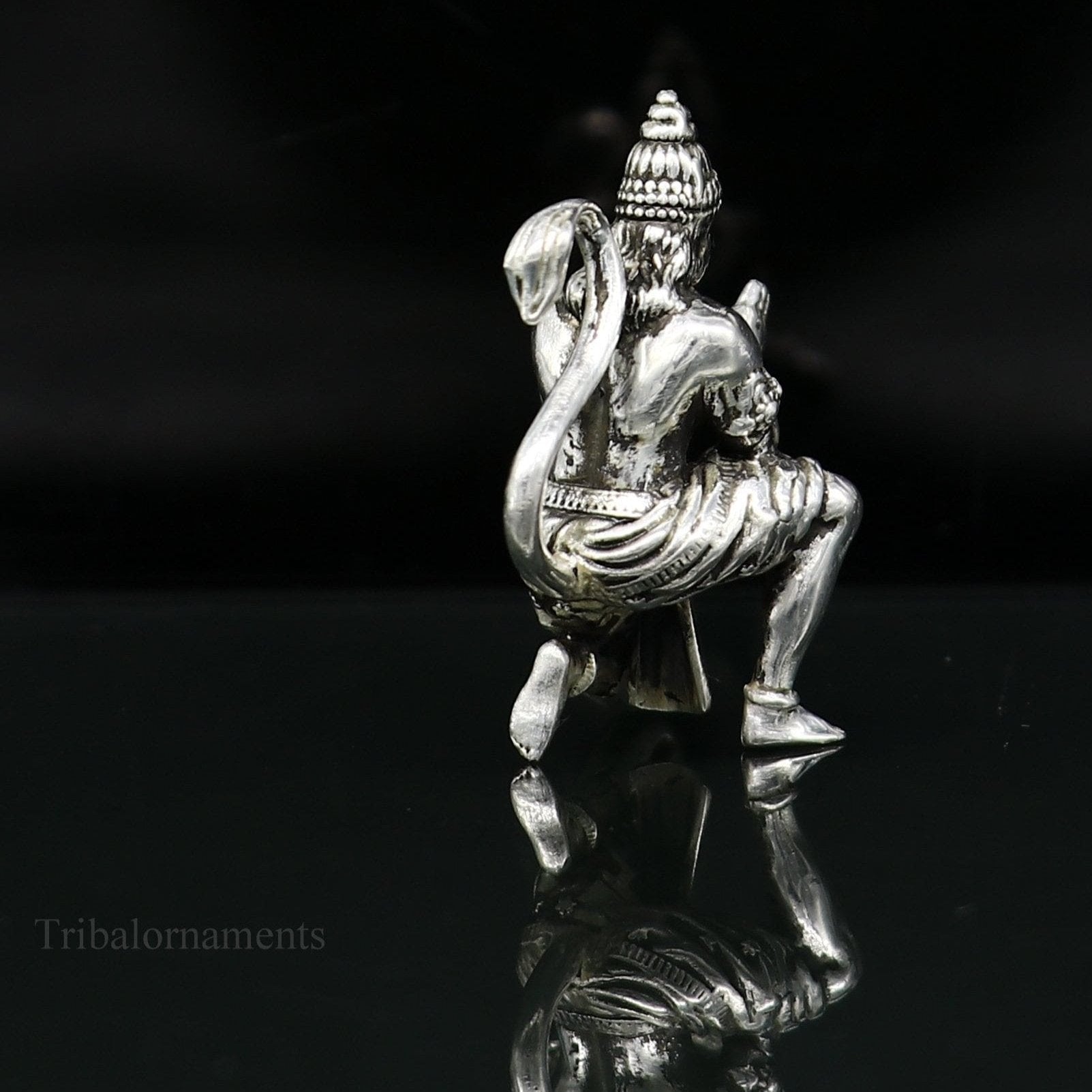 925 silver handmade Lord hanuman 1" small statue, best puja or gifting god hanuman statue sculpture home temple puja art, utensils art125 - TRIBAL ORNAMENTS