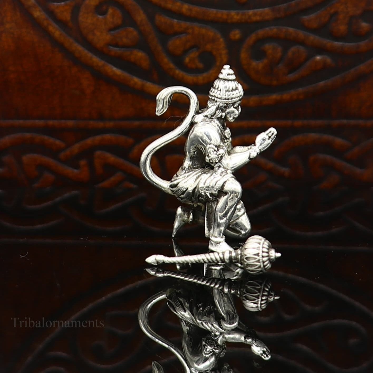 925 silver handmade Lord hanuman 1" small statue, best puja or gifting god hanuman statue sculpture home temple puja art, utensils art125 - TRIBAL ORNAMENTS