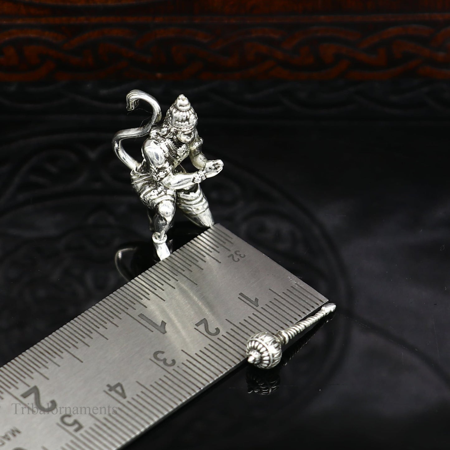 925 silver handmade Lord hanuman 1" small statue, best puja or gifting god hanuman statue sculpture home temple puja art, utensils art125 - TRIBAL ORNAMENTS