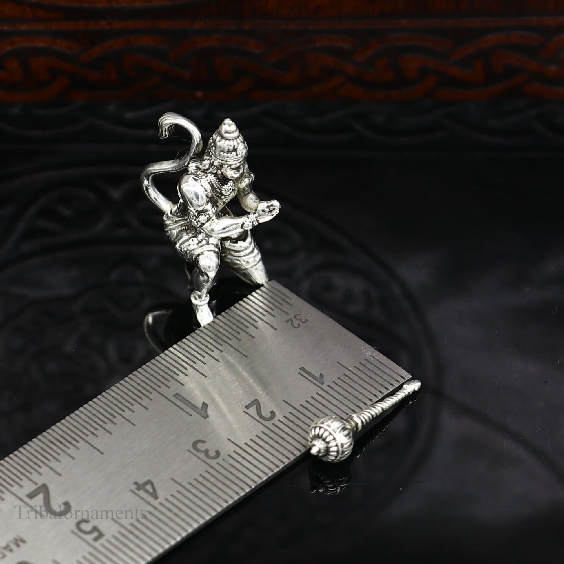 925 silver handmade Lord hanuman 1" small statue, best puja or gifting god hanuman statue sculpture home temple puja art, utensils art125 - TRIBAL ORNAMENTS