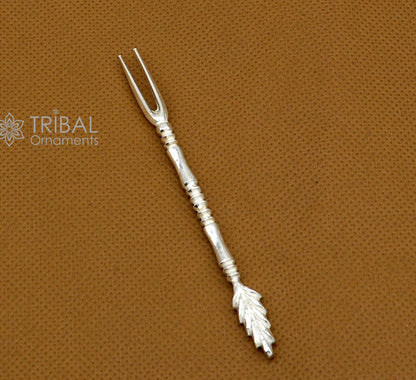 925 solid silver handmade chopsticks/fork snack fruit food fork excellent hand crafted design daily use otr011 - TRIBAL ORNAMENTS