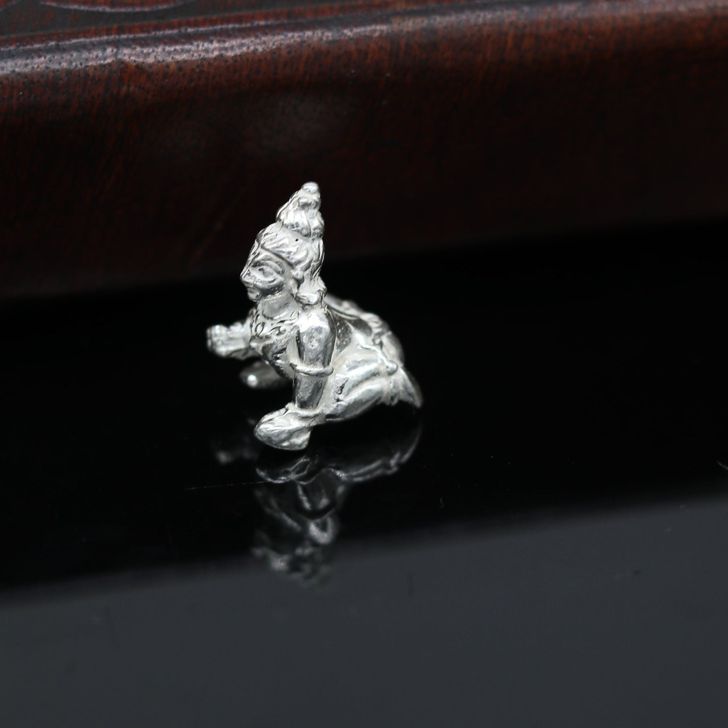 Solid silver handmade customized design indian idol little krishna, Ladu Gopal, small statue sculpture home temple puja art, utensils su05 - TRIBAL ORNAMENTS