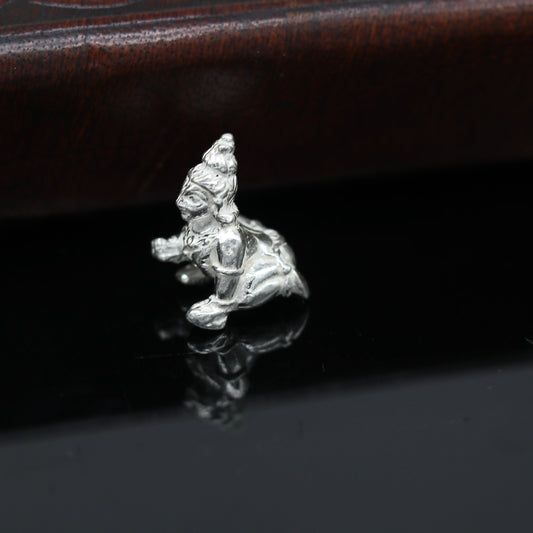 Solid silver handmade customized design indian idol little krishna, Ladu Gopal, small statue sculpture home temple puja art, utensils su05 - TRIBAL ORNAMENTS