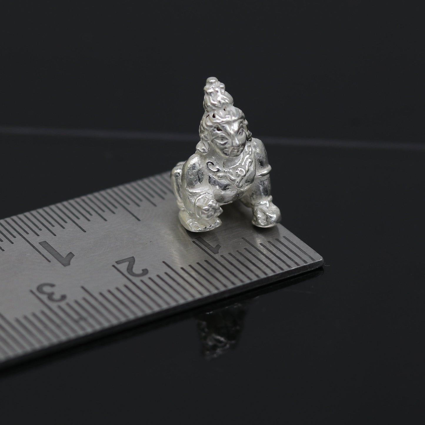 Solid silver handmade customized design indian idol little krishna, Ladu Gopal, small statue sculpture home temple puja art, utensils su05 - TRIBAL ORNAMENTS