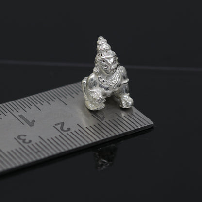 Solid silver handmade customized design indian idol little krishna, Ladu Gopal, small statue sculpture home temple puja art, utensils su05 - TRIBAL ORNAMENTS