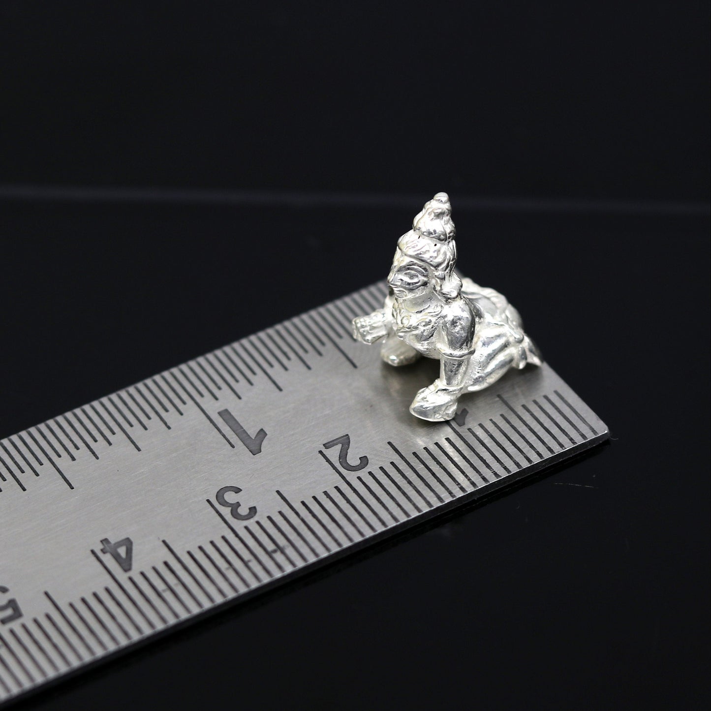 Solid silver handmade customized design indian idol little krishna, Ladu Gopal, small statue sculpture home temple puja art, utensils su05 - TRIBAL ORNAMENTS