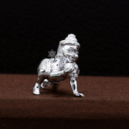 925 Solid silver handmade customized idol crawling Krishna, Bal Gopal, baby Krishna small statue sculpture home temple puja article art627 - TRIBAL ORNAMENTS