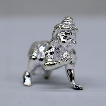 925 Solid silver handmade customized idol crawling Krishna, Bal Gopal, baby Krishna small statue sculpture home temple puja article art627 - TRIBAL ORNAMENTS