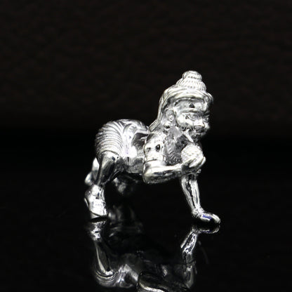 925 Solid silver handmade customized idol crawling Krishna, Bal Gopal, baby Krishna small statue sculpture home temple puja article art627 - TRIBAL ORNAMENTS