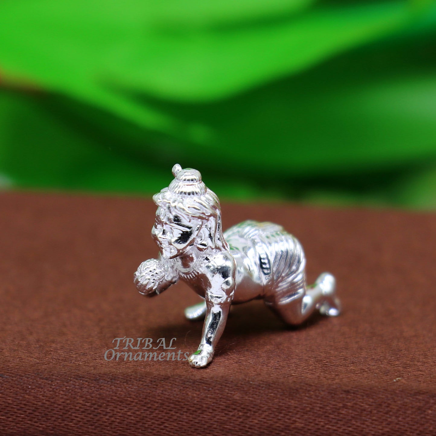 925 Solid silver handmade idol little krishna, Ladu Gopala, crawling Krishna small statue sculpture home temple puja art, utensils art587 - TRIBAL ORNAMENTS