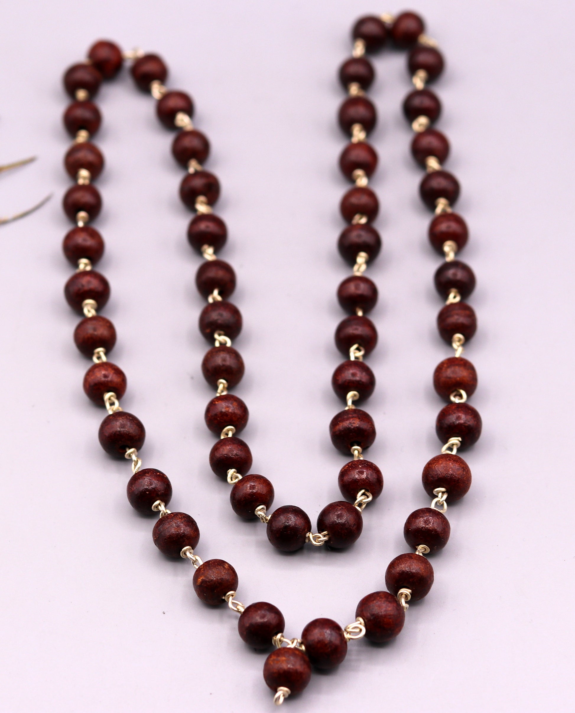 925 Solid silver red Sandal wood beads jaap mala handcrafted 54 beads jaap mala necklace chain use for medical india jewelry ch26 - TRIBAL ORNAMENTS