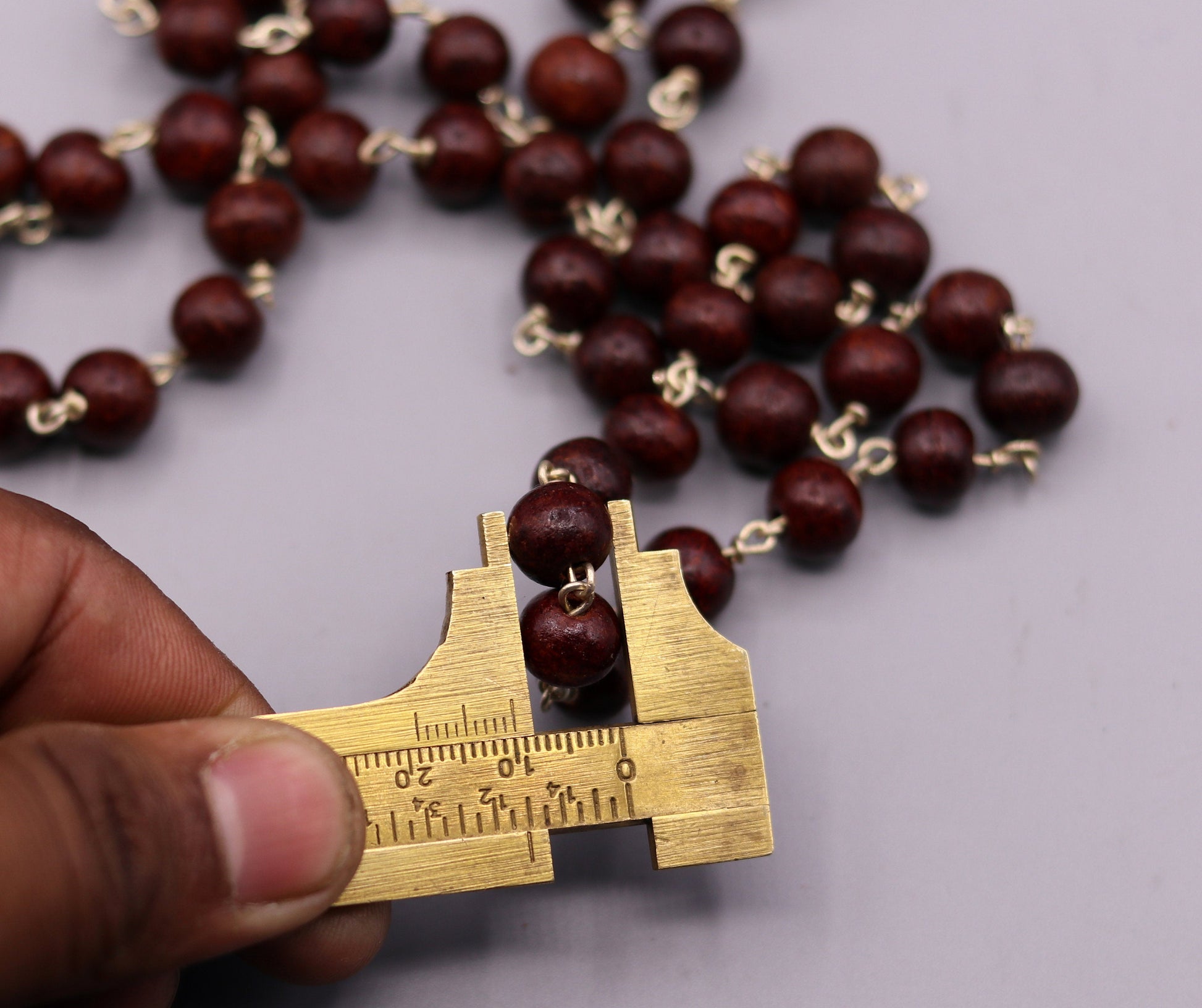 925 Solid silver red Sandal wood beads jaap mala handcrafted 54 beads jaap mala necklace chain use for medical india jewelry ch26 - TRIBAL ORNAMENTS