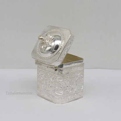925 solid silver utensils vintage style trinket box, container/casket box bridal gifts floral work box, jewelry box silver utensils stb201 - TRIBAL ORNAMENTS